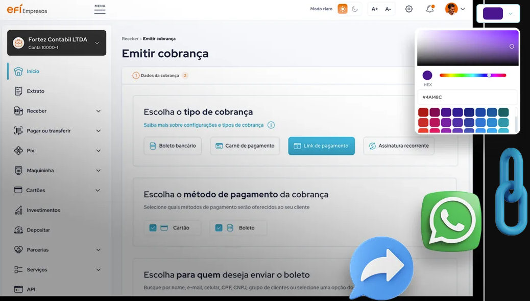 Representação link de pagamento